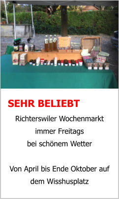 SEHR BELIEBT Richterswiler Wochenmarkt immer Freitags  bei schönem Wetter  Von April bis Ende Oktober auf dem Wisshusplatz